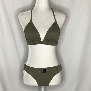 Ribbed Bikini Swimsuit Size 4 Army Olive Green